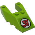 LEGO Lime Wedge 6 x 4 Cutout with Red Number '31' Sticker with Stud Notches (6153)