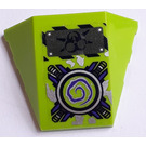 LEGO Lime Wedge Curved 3 x 4 Triple with Ultra Agents Toxic Emblem, Silver and Purple Spiral Sticker (64225)