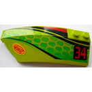 LEGO Lime Wedge Curved 3 x 8 x 2 Left with '34', '4WD' Sticker (41750)