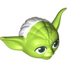 LEGO Lime Yoda Head with Curved Ears and White Hair (104321)