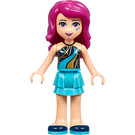 LEGO Livi met Medium Azure Layered Skirt en Dark Blauw Top met Gold en Medium Azure Gebogen Strepen minifiguur