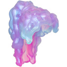 LEGO Long Wavy Hair with Ponytail with Marbled Transparent Dark Pink Opal (1987)
