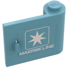 LEGO Maersk Blue Door 1 x 3 x 2 Right with Maersk Logo Sticker with Solid Hinge (3188)