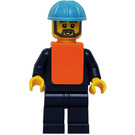 LEGO Maersk Train Worker with Safety Vest Minifigure Head with Gray Beard