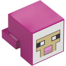 LEGO Magenta Dier Hoofd met Sheep Gezicht met Wit Background en Zandbruin Outline (103728 / 106290)