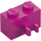 LEGO Magenta Klods 1 x 2 med Lodret Clip med åben 'O' klip (42925 / 95820)