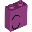 LEGO Magenta Brick 1 x 2 x 2 with Black Lines Left with Inside Stud Holder (3245 / 52087)