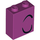 LEGO Magenta Brick 1 x 2 x 2 with Black Lines with Inside Stud Holder (3245)