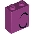 LEGO Magenta Kloss 1 x 2 x 2 med Svart Lines med Indre knottholder (3245 / 52090)