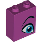 LEGO Magenta Brick 1 x 2 x 2 with Blue Eye Right with Inside Stud Holder (3245)