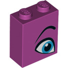 LEGO Magenta Kloss 1 x 2 x 2 med Blå Øye Høyre med Indre knottholder (3245 / 52088)