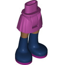 LEGO Magenta Hip with Basic Curved Skirt with Dark Blue Boots with Magenta Soles with Thick Hinge (35634)