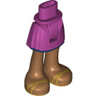 LEGO Magenta Hanche avec Basic Incurvé Skirt avec Gold Sandals avec charnière épaisse (35614)