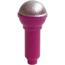 LEGO Magenta Microphone con Mitad Metallic Plateado Parte superior (21009 / 50511)