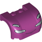 LEGO Magenta Mudguard Bonnet 3 x 4 x 1.7 Curved with Headlights and Thin Smile (93587 / 95498)