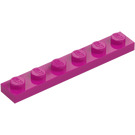 LEGO Magenta Plade 1 x 6 (3666)