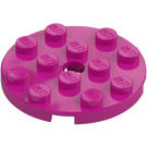 LEGO Magenta Plaat 4 x 4 Rond met Gat en Snapstud (60474)