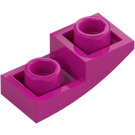 LEGO Magenta Backe 1 x 2 Böjd Omvänd (24201)