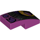 LEGO Magenta Slope 1 x 2 Curved with Purple and Eye Right (11477)