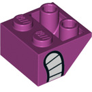 LEGO Magenta Helling 2 x 2 (45°) Omgekeerd met Breed Grijns (Rechtsaf) met platte afstandsring eronder (3660 / 52092)
