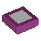 LEGO Magenta Tile 1 x 1 with White Square with Groove (3070 / 106316)