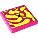 LEGO Magenta Tile 2 x 2 with Cushion, Button Sticker with Groove (3068)