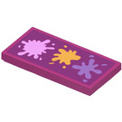 LEGO Magenta Tile 2 x 4 with 3 Coloured Splats Sticker (87079)