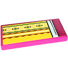 LEGO Magenta Tile 2 x 4 with Bed with Stripes Sticker (87079)