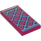 LEGO Magenta Tile 2 x 4 with Bedspread with Magenta Flowers Sticker (87079)