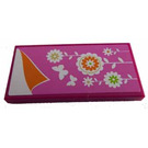 LEGO Magenta Tile 2 x 4 with Blanket with Butterflies and Flowers Sticker (87079)