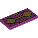 LEGO Magenta Tile 2 x 4 with Gold Squares (66539 / 87079)