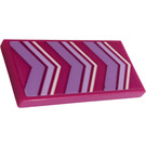 LEGO Magenta Tile 2 x 4 with Lavender and White Chevrons Sticker (87079)