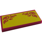 LEGO Magenta Tile 2 x 4 with Magenta Paisley Shooting Stars on Yellow Background Sticker (87079)