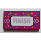 LEGO Magenta Tile 2 x 4 with Metallic Pink 'FINISH' Sticker (87079)