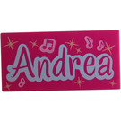LEGO Magenta Tile 2 x 4 with Pop Star Andrea Sign (87079 / 99935)