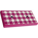 LEGO Magenta Tile 2 x 4 with White and Magenta Checkered and Two Cushion Buttons Sticker (87079)