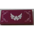 LEGO Magenta Tile 2 x 4 with White Wings and Scrollwork Sticker (87079)