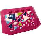 LEGO Magenta Wedge 4 x 6 Curved with Lime, White, Dark Blue and Blue Triangles Sticker (52031)