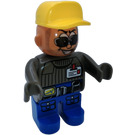 LEGO Male Action Wheeler, Bleu Jambes, Dark grise Haut Duplo Figure