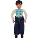 LEGO Male Belville Father with Black Legs and hair, Argyle vest (Lime and Turquoise)
