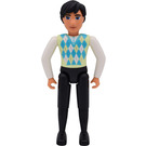 LEGO Male Belville Father avec Noir Jambes et Cheveux, Argyle vest (Lime et Turquoise) Figurine