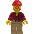 LEGO Männlich Dunkelrot Hemd mit Rot Helm Minifigur