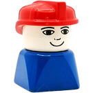 LEGO Male Fireman Aan Blauw Basis met Rood Hoed Duplo Figuur
