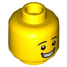 LEGO Male Hoofd met Zwart Eyebrows en Breed Grijns (Verzonken Solid Stud) (3626)