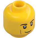 LEGO Male Head with Black Eyebrows, Cheek and Chin Lines and Lopsided Smile (3626 / 65642)