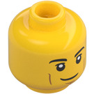 LEGO Muž Hlava s Černá Eyebrows, Cheek a Chin Lines a Lopsided Smile (Zapuštěný pevný cvoček) (3626 / 65642)