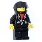 LEGO Male Leather Jacket with Zippers Black Helmet, Black Visor- Town Minifigure