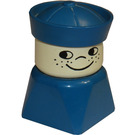 LEGO Male on Blue Base, Blue Sailor Hat, Freckles Duplo Figure