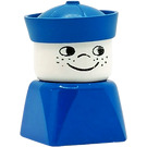 LEGO Male on Blue Base, Blue Sailor Hat, Freckles looking right Duplo Figure