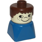 LEGO Hankøn på Blå Base med Brun Hår og Freckles Duplo figur